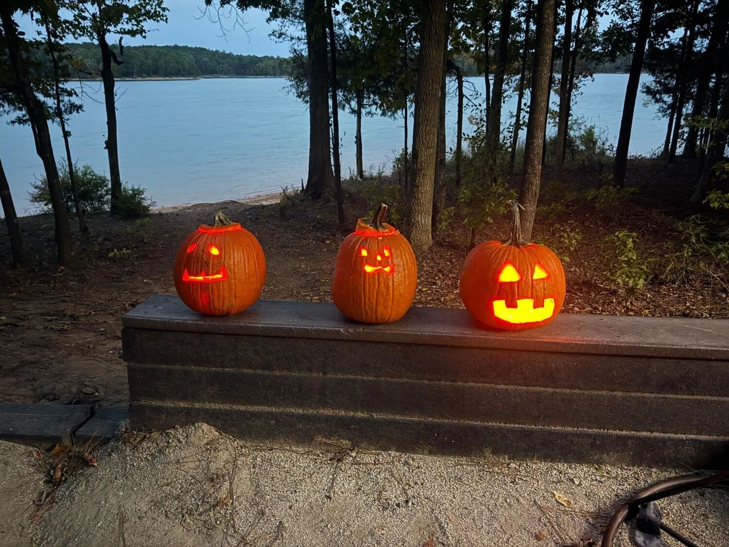 Carved pumpkins at Calhoun Falls State Park in South Carolina.