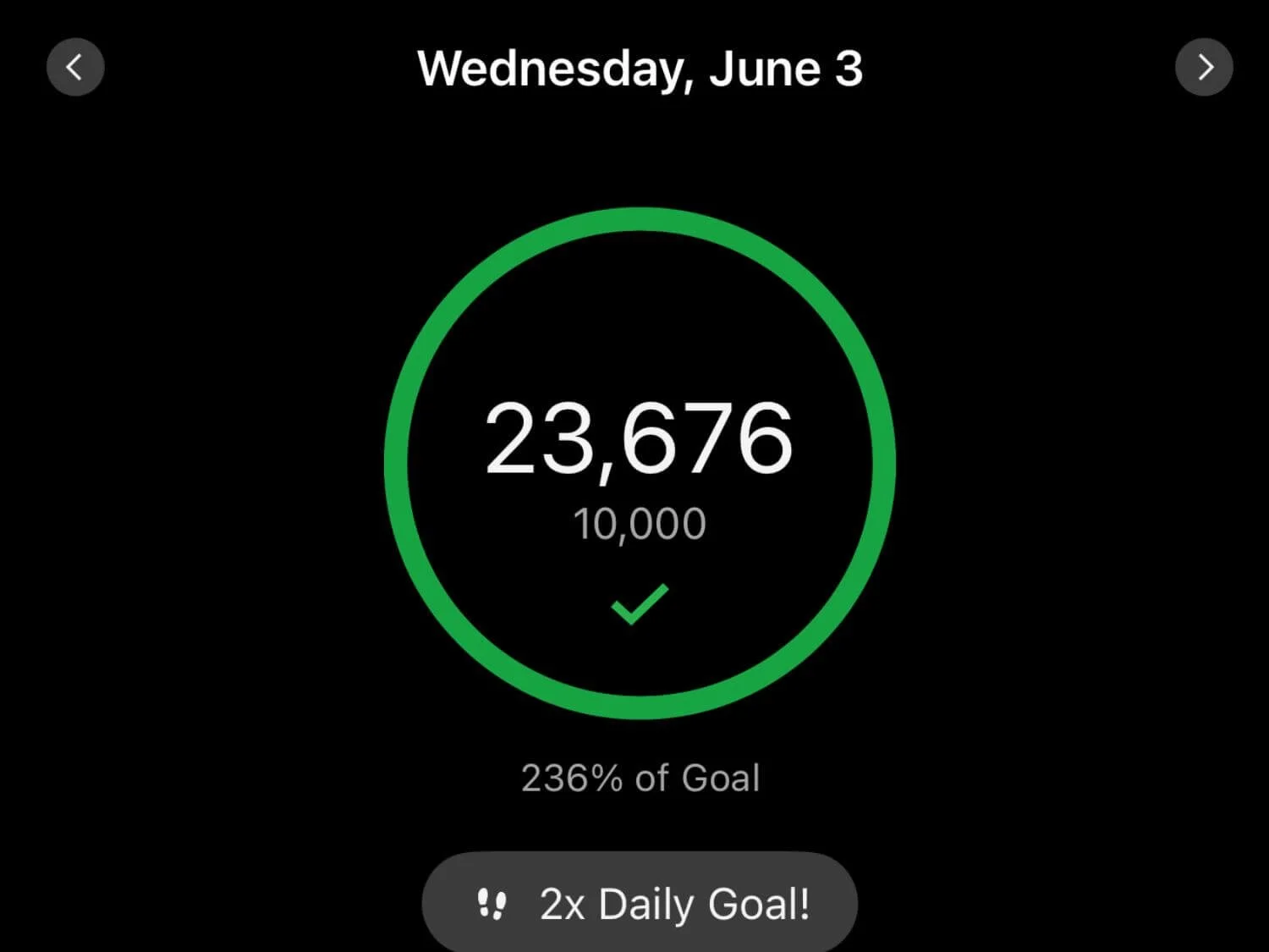 Garmin watch showing 23,676 steps on our biggest walking day in Osaka, Japan