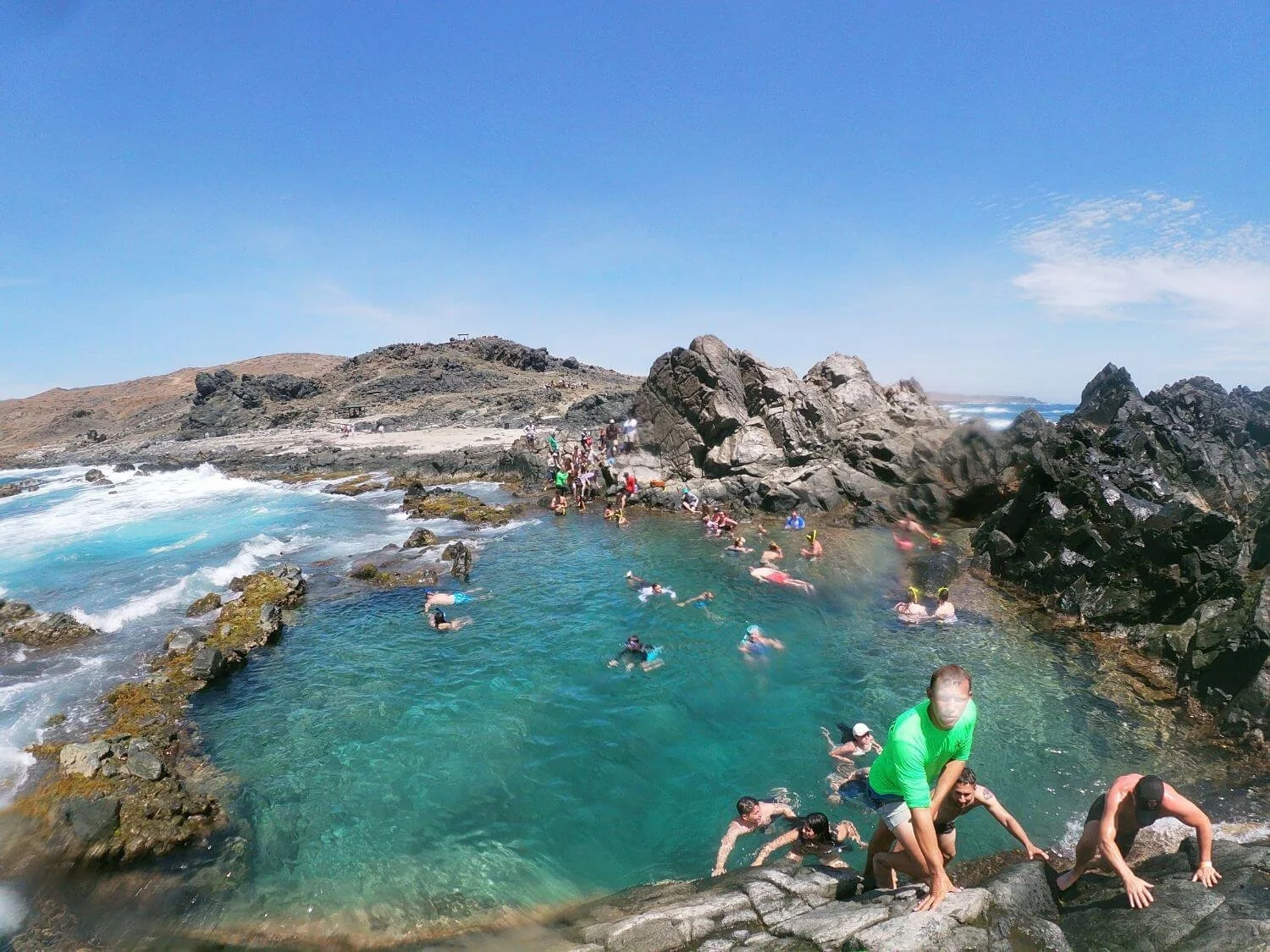 View from the cliff at Conchi Natural Pool in Aruba.