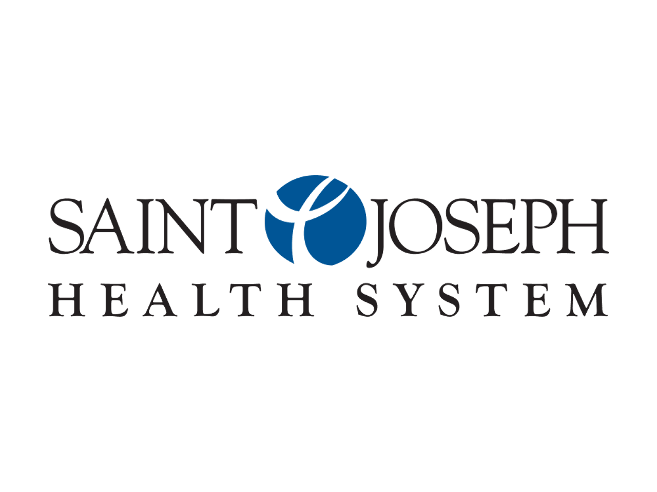 Logo of Saint Joseph Health System featuring a stylized blue circle with intersecting lines, and the text 'Saint Joseph Health System' underneath.