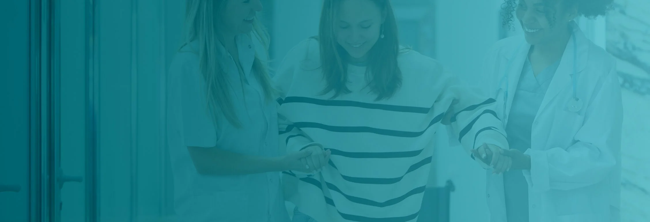 Healthcare professionals collaborating in a clinical setting.