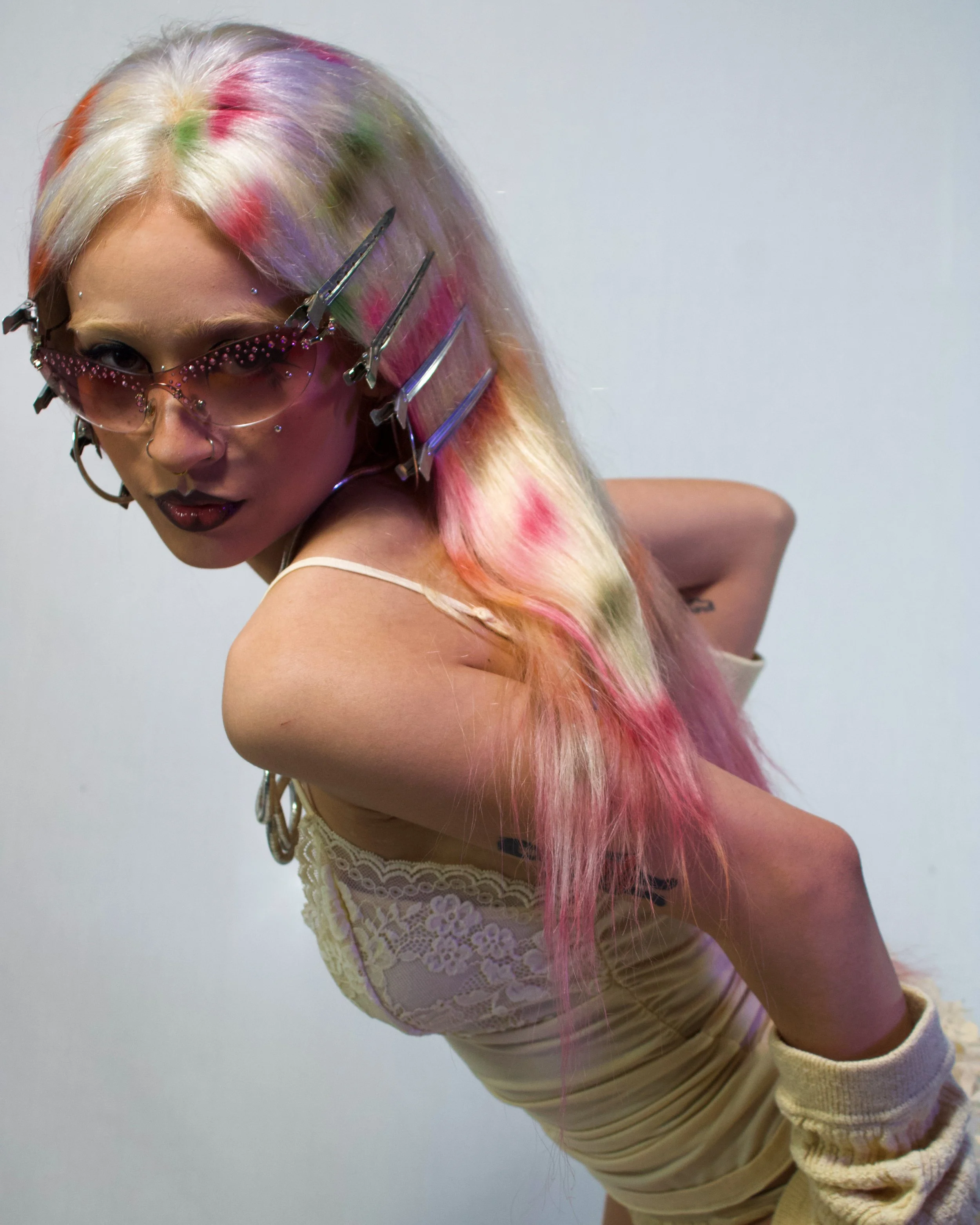 FKA Twings Gentle Monster ad recreation - No wig alterations, styled and applied by Maxine Rothstein