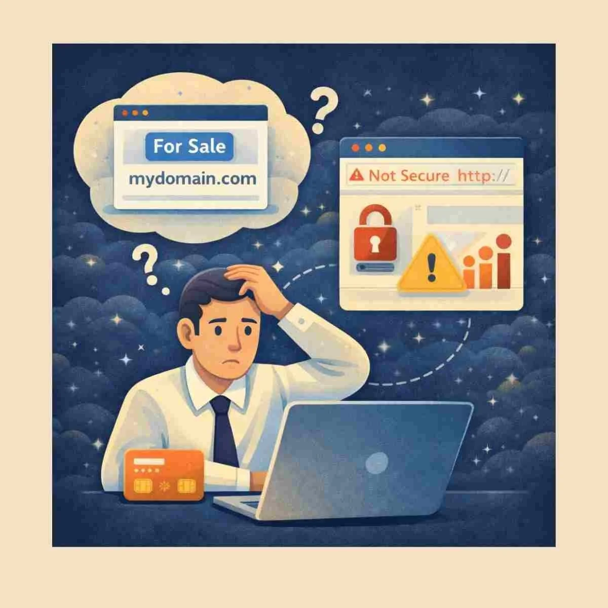 Image showing a Business Owner getting stuck with Domain Connection and SSL for their website