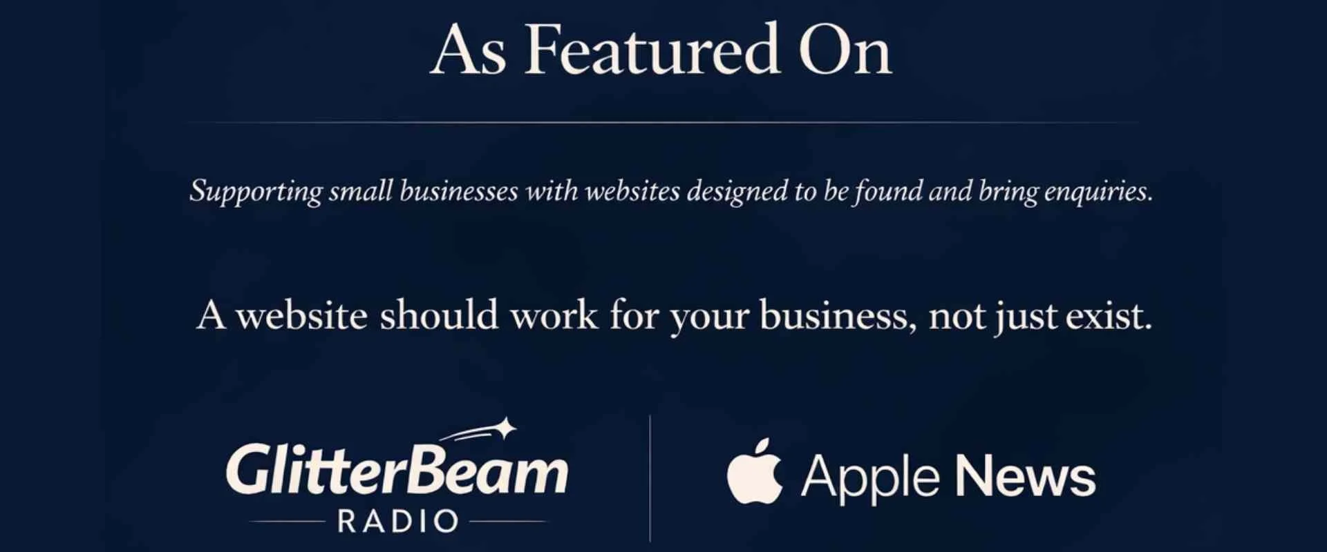 Simple Website Development & Support featured on GlitterBeam Radio and appearing on Apple News, supporting small businesses with website visibility
