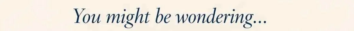 Text that says "You might be wondering..." in a serif font on a light background.
