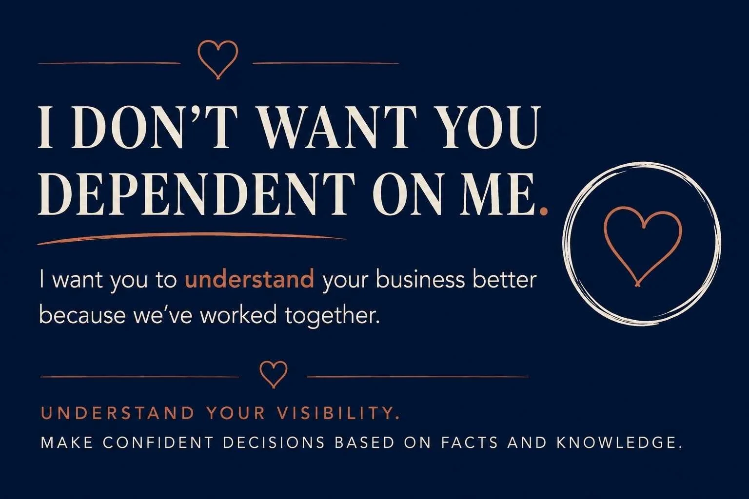 Business support focused on helping small business owners understand their online visibility and make confident decisions based on facts and knowledge.