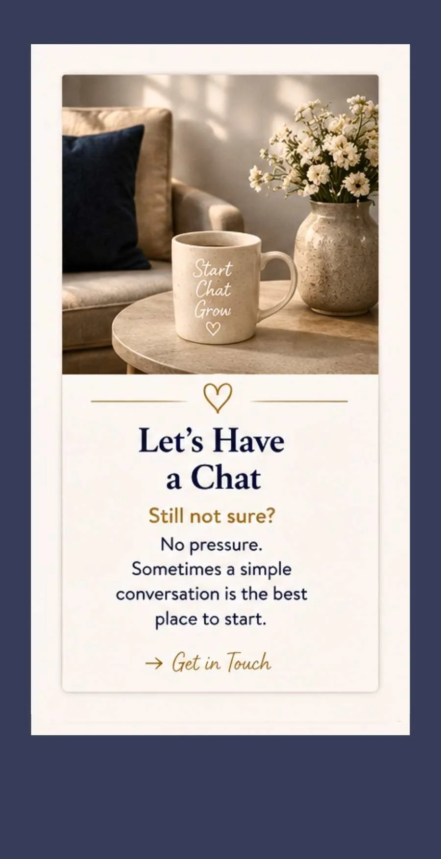 Let's Have a Chat with Simple Website Development & Support. Friendly, no-pressure website advice, business coaching and visibility guidance for service businesses.