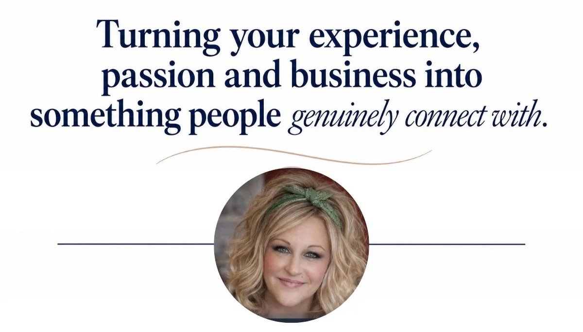 A motivational quote from website designer Simple Website Development and Support about turning experience, passion, and business into genuine connections.