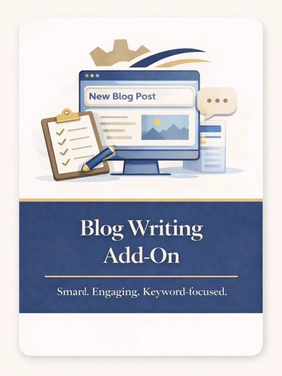 Blog writing service illustration showing SEO blog post creation for UK service businesses