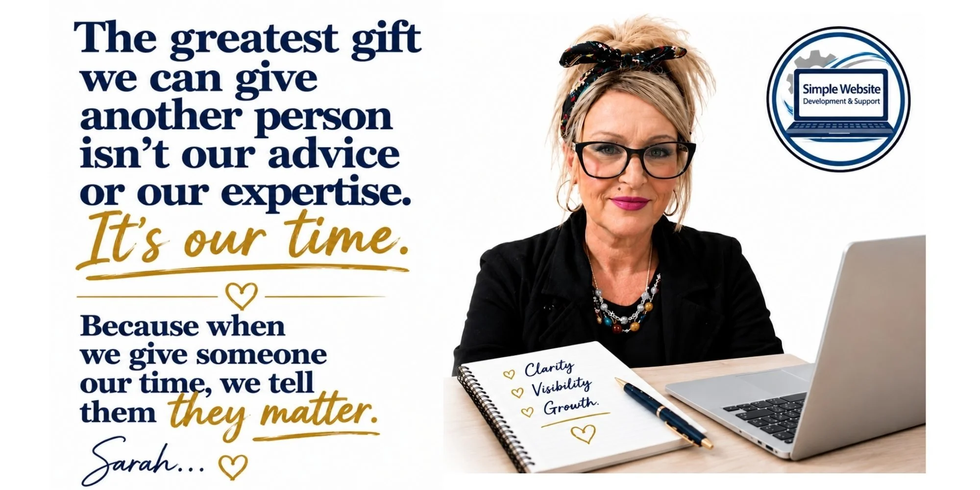 Sarah Morgan, Website Designer and Small Business Visibility Consultant, helping small businesses create clarity, improve their online visibility and grow with confidence.