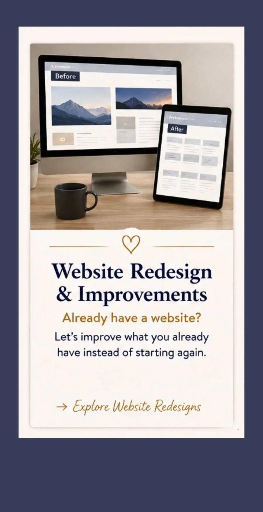 Website Redesign & Improvements from Simple Website Development & Support, improving existing service business websites with better clarity, SEO, visibility and customer experience.