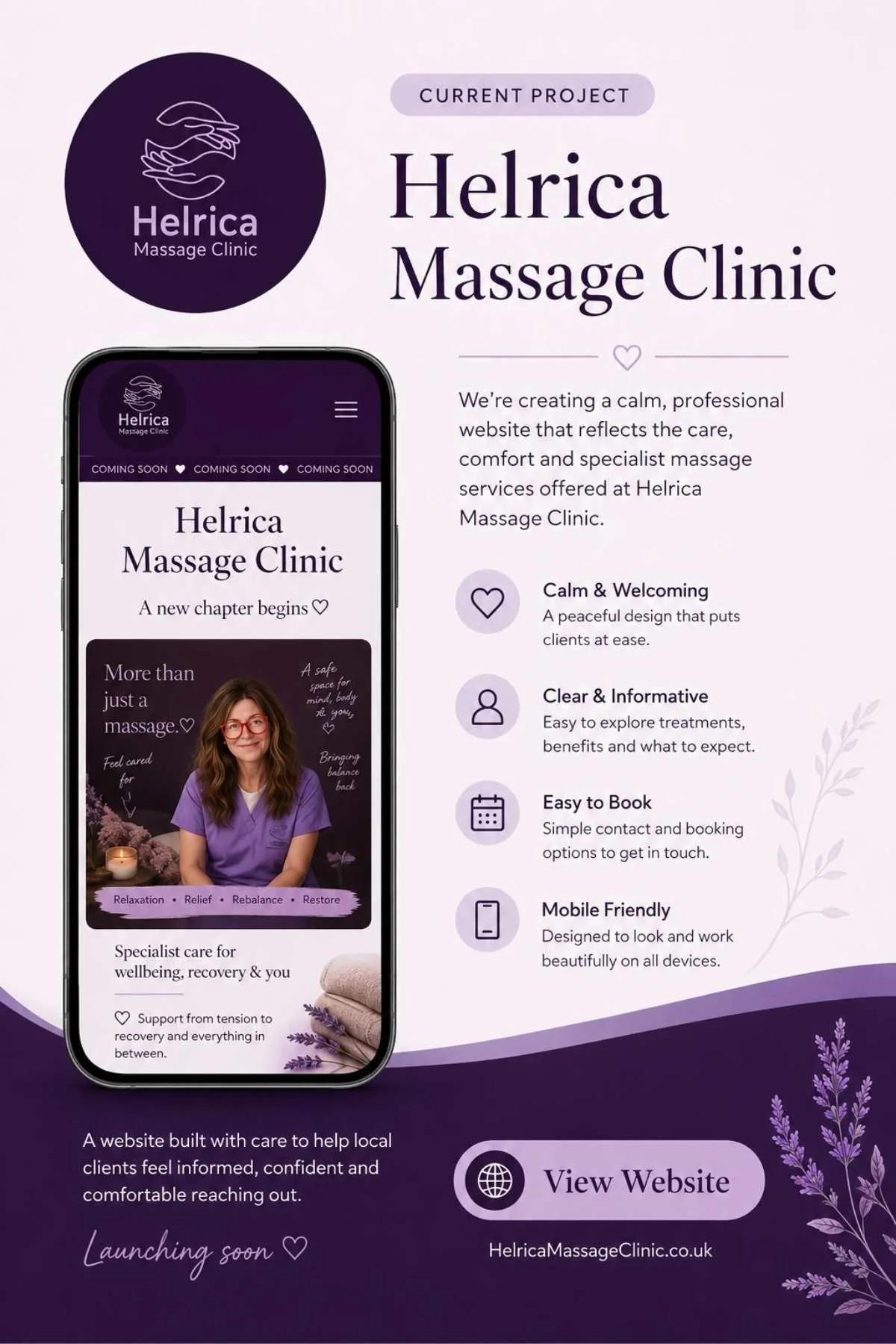 Current website project by Simple Website Development & Support for Helrica Massage Clinic in Cambridgeshire.
