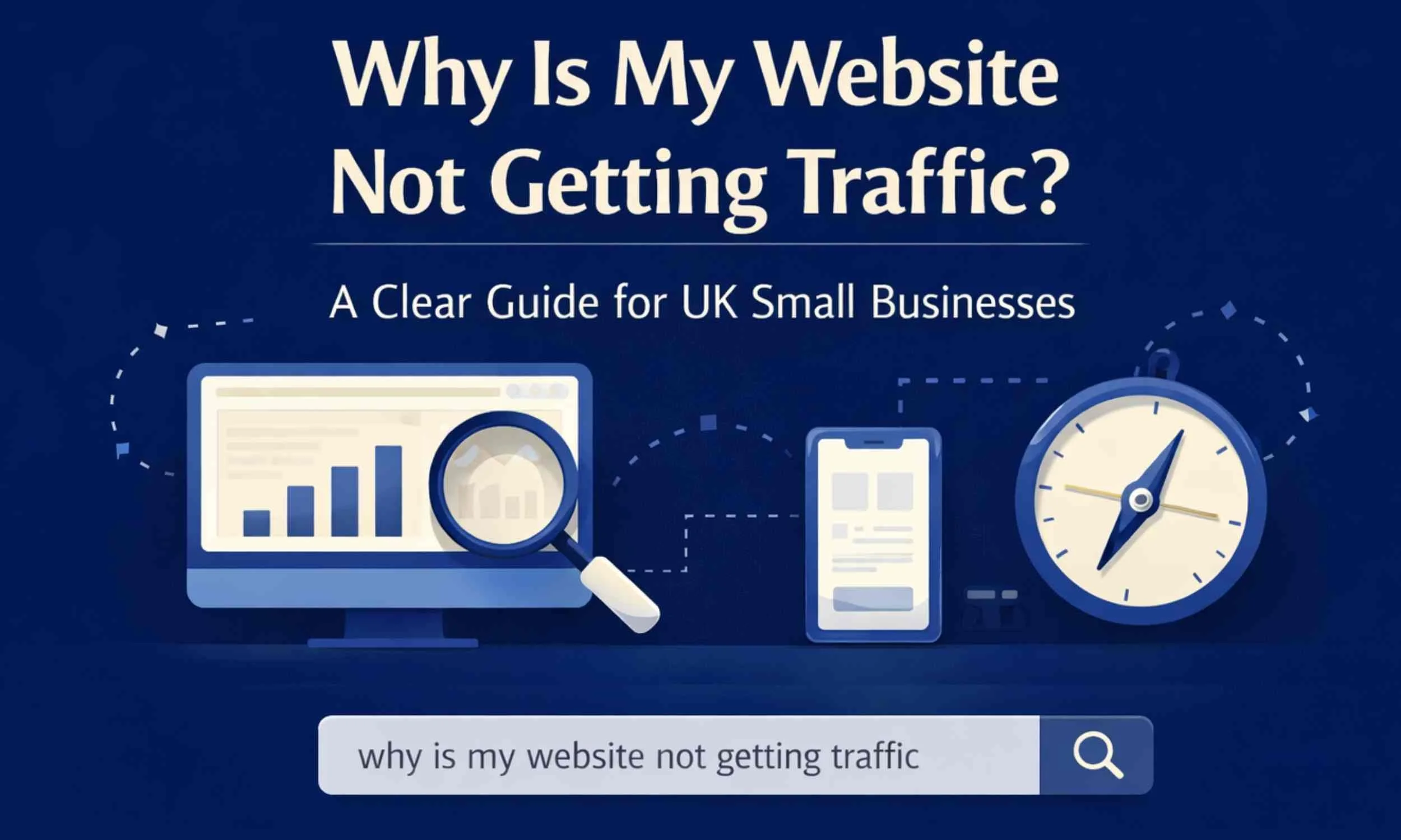 Why is my website not getting traffic guide for UK small businesses with search bar graphic