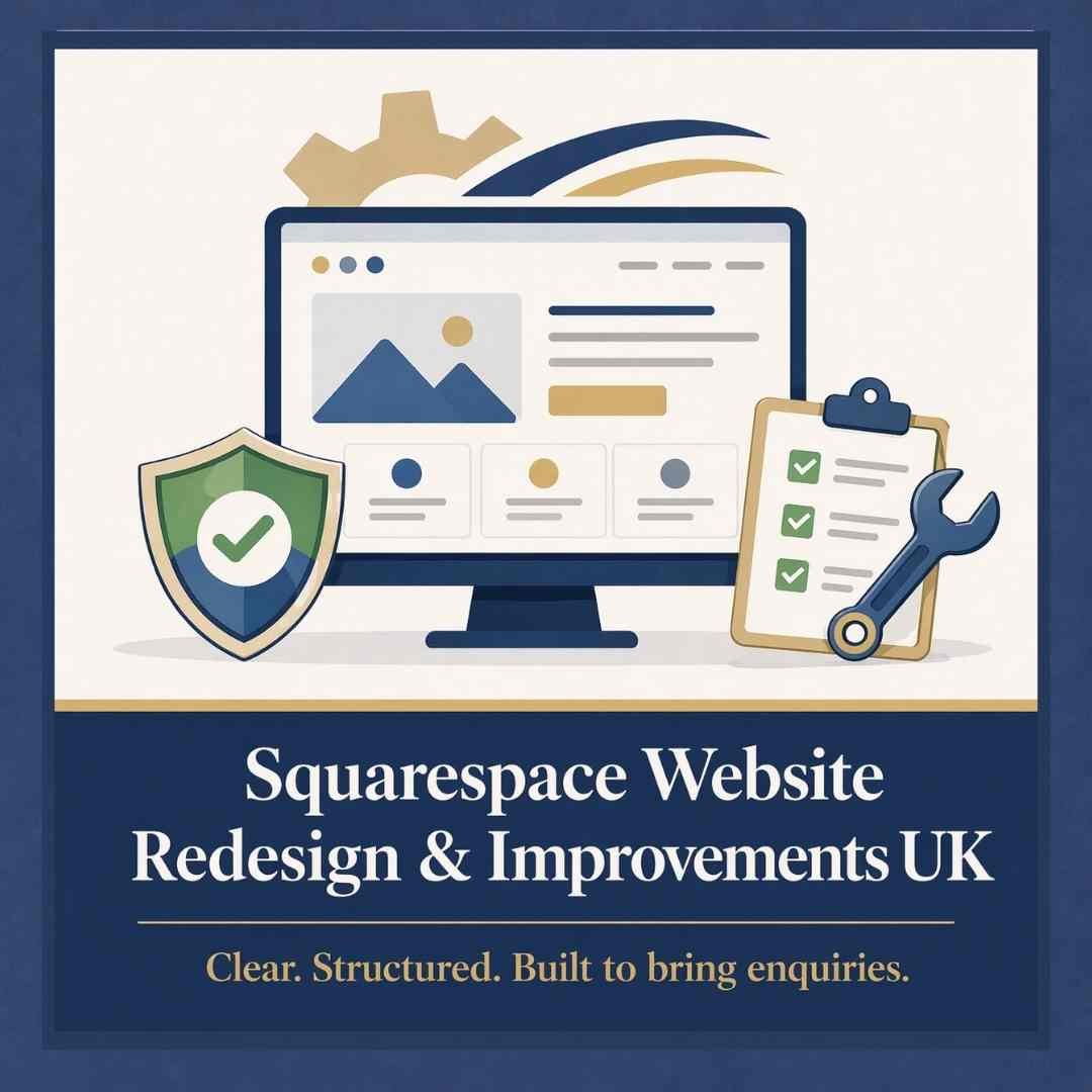 Squarespace website redesign and improvements UK to improve website structure clarity and increase enquiries