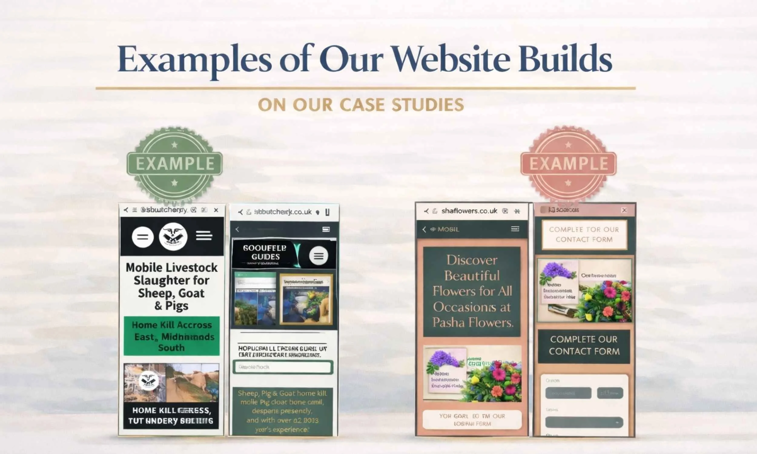 Images showing examples of clear, squarespace websites built by Simple Website Development and Support