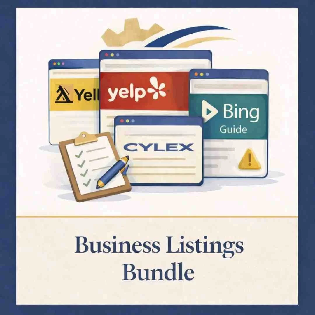 Business directory listings including Yell, Yelp, Cylex and Bing setup to improve online visibility for UK small businesses.
