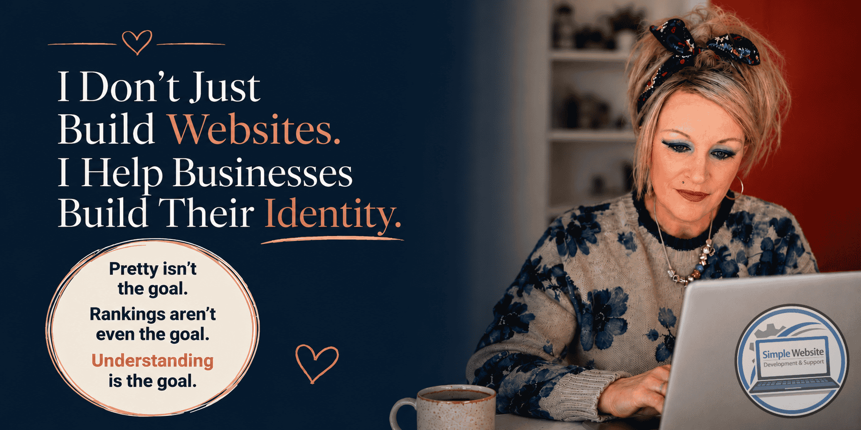 Sarah from Simple Website Development & Support helping small businesses build their identity through website design, branding, messaging and online visibility in Cambridgeshire.