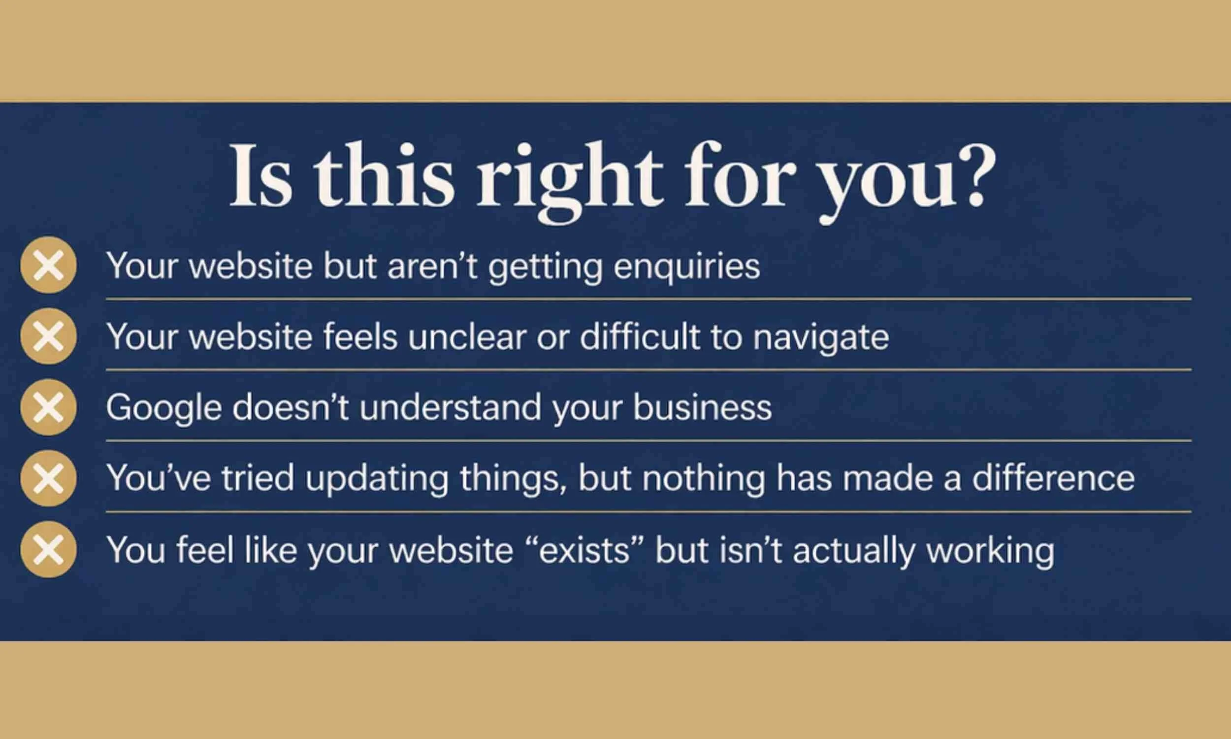 Is your Squarespace website right for redesign showing signs like no enquiries unclear navigation and low Google visibility