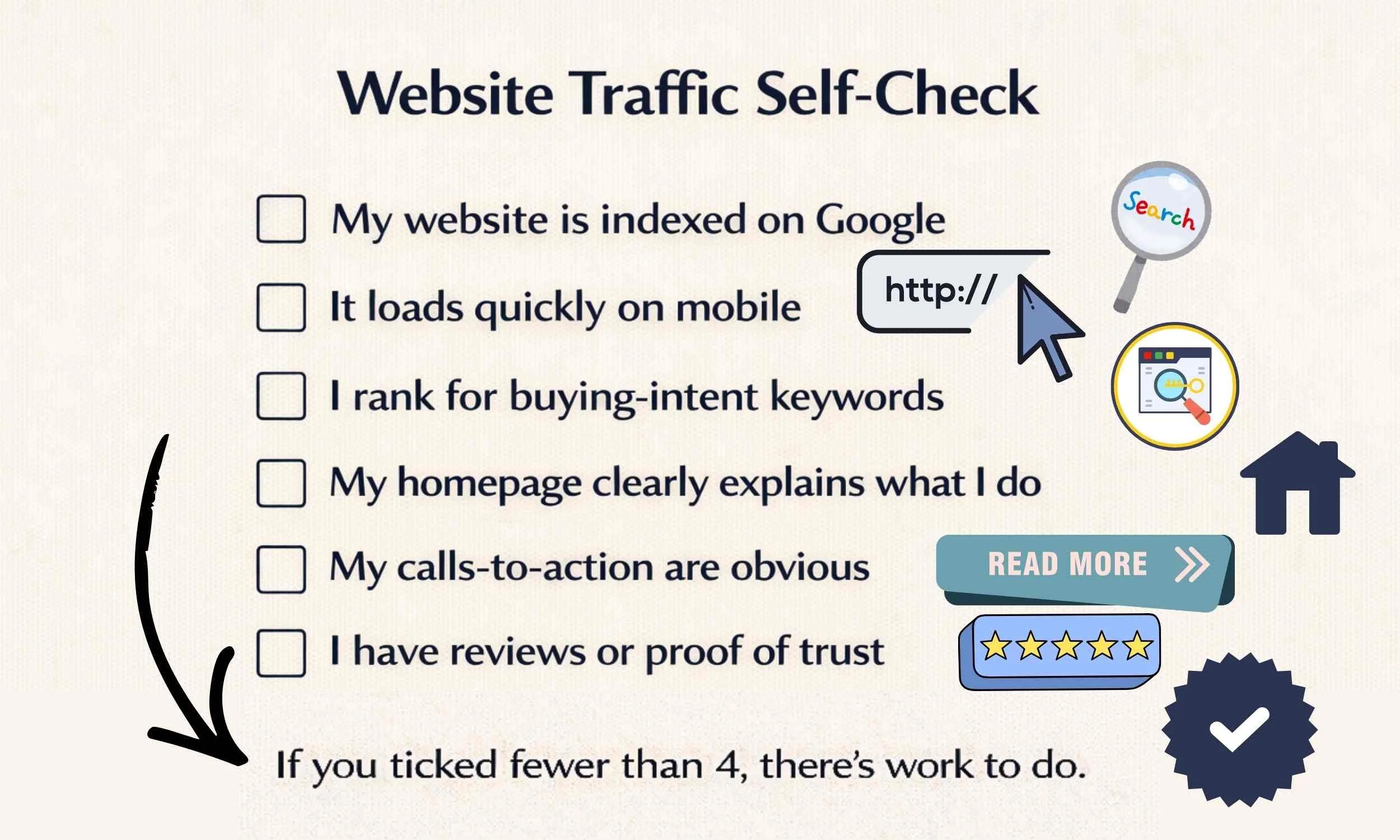Website traffic self-check checklist for small business website performance