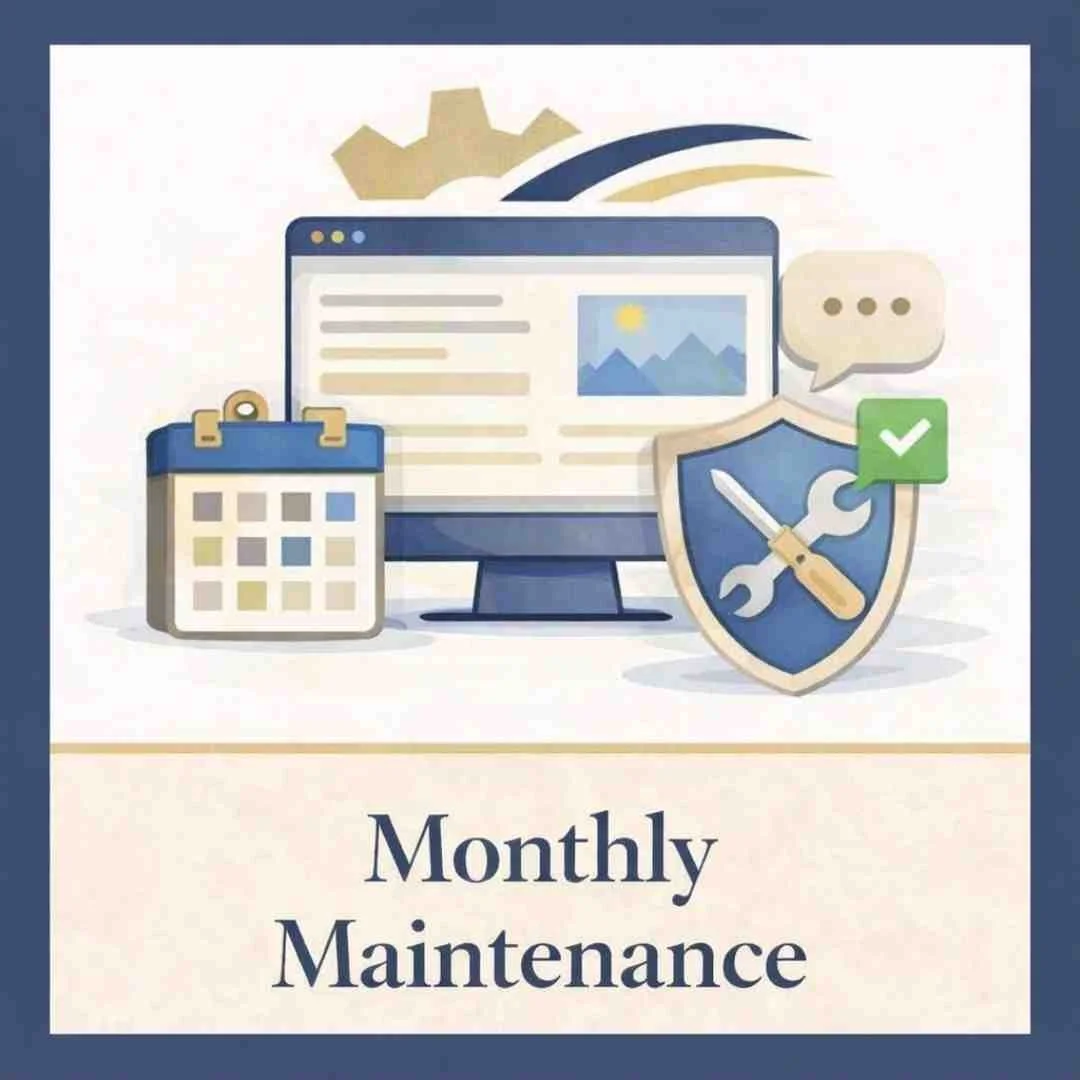 Monthly website maintenance service for UK small businesses including updates, security checks and ongoing Squarespace support.