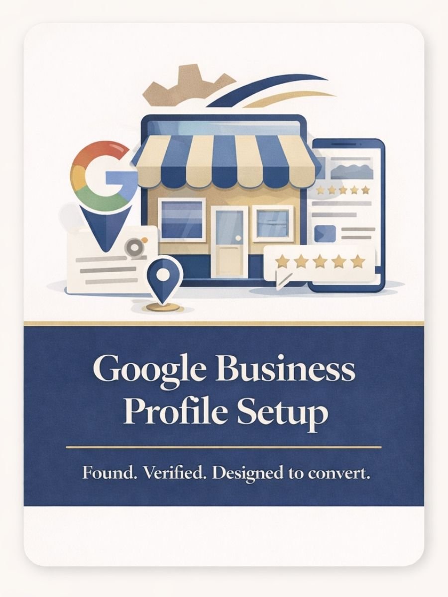 Google Business Profile setup service showing business listings, reviews and map visibility for UK businesses