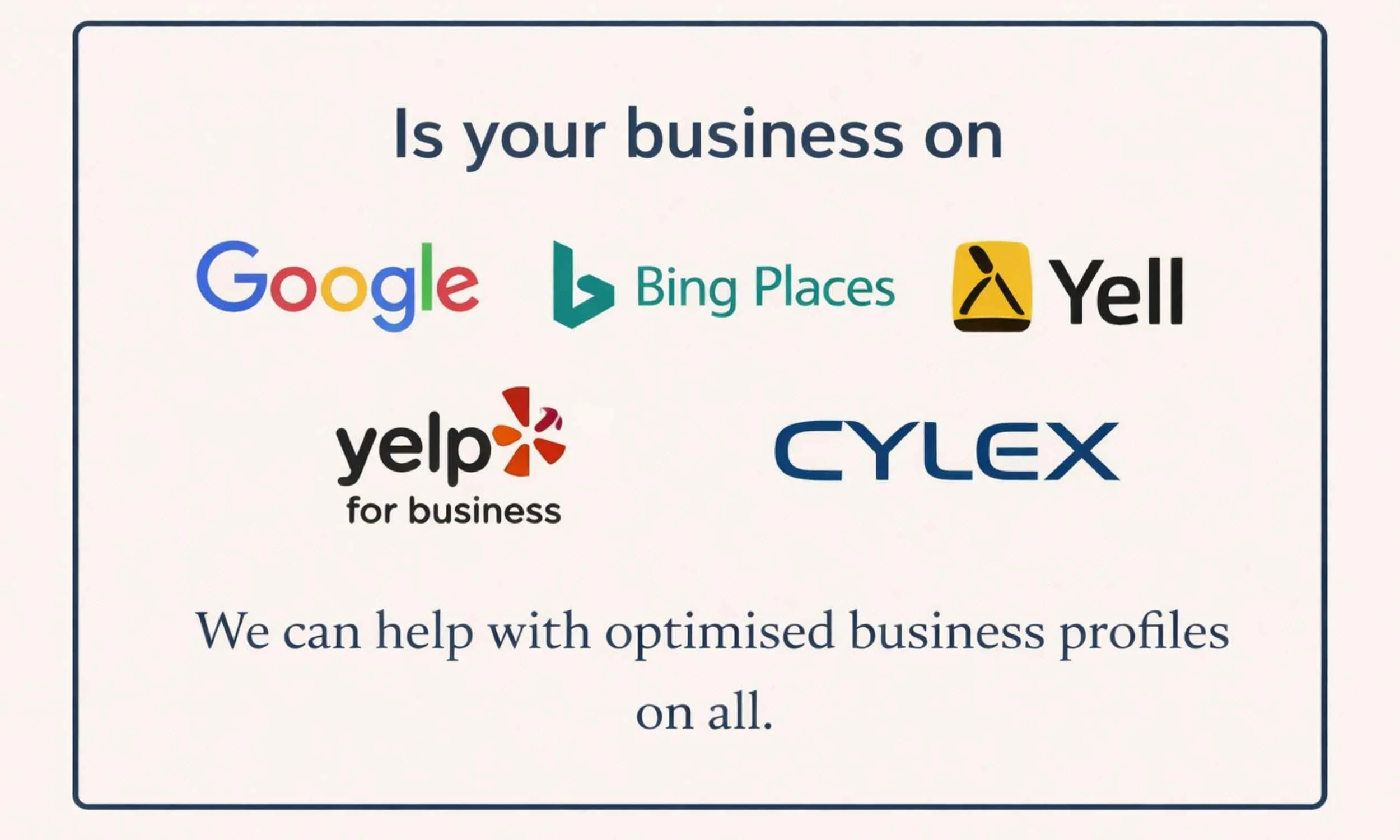 Image asking Small Business Owners if they have their Business Listings set up, as if they have no, Simple Website Development and Support can help