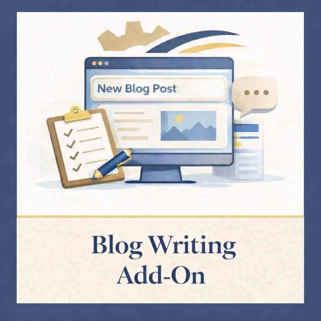 Blog writing service for small businesses showing content planning, blog post creation and Squarespace blog optimisation.