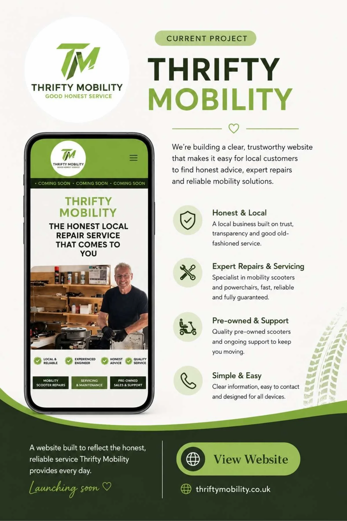 Current website project by Simple Website Development & Support for Thrifty Mobility in Norfolk.