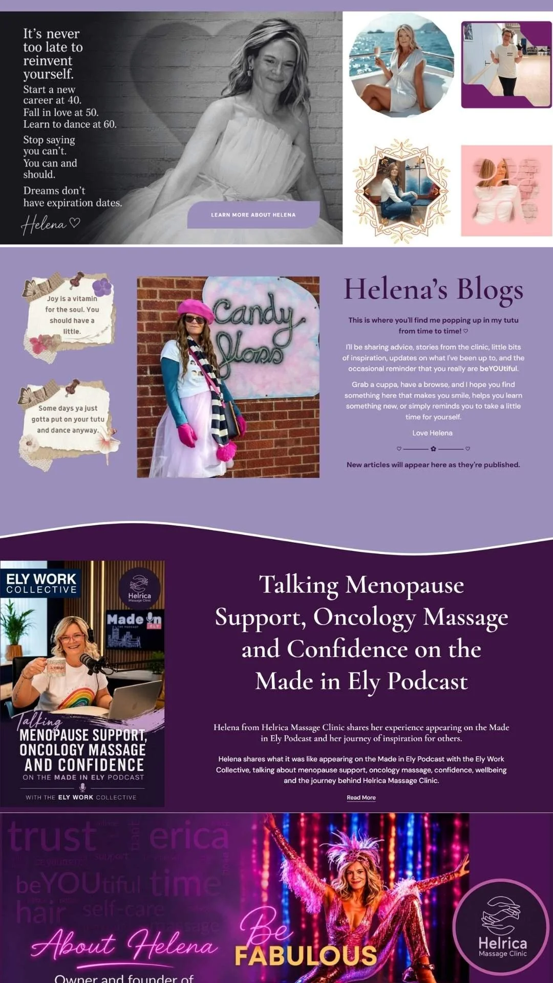 Helrica Massage Clinic blog featuring Helena Mueller, menopause support, oncology massage, the Made in Ely podcast, wellbeing inspiration and personal stories from Littleport, Cambridgeshire. Website built by Simple Website Development & Support.