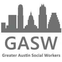 Silhouette of the Austin city skyline with the text 'GASW' and 'Greater Austin Social Workers' below.