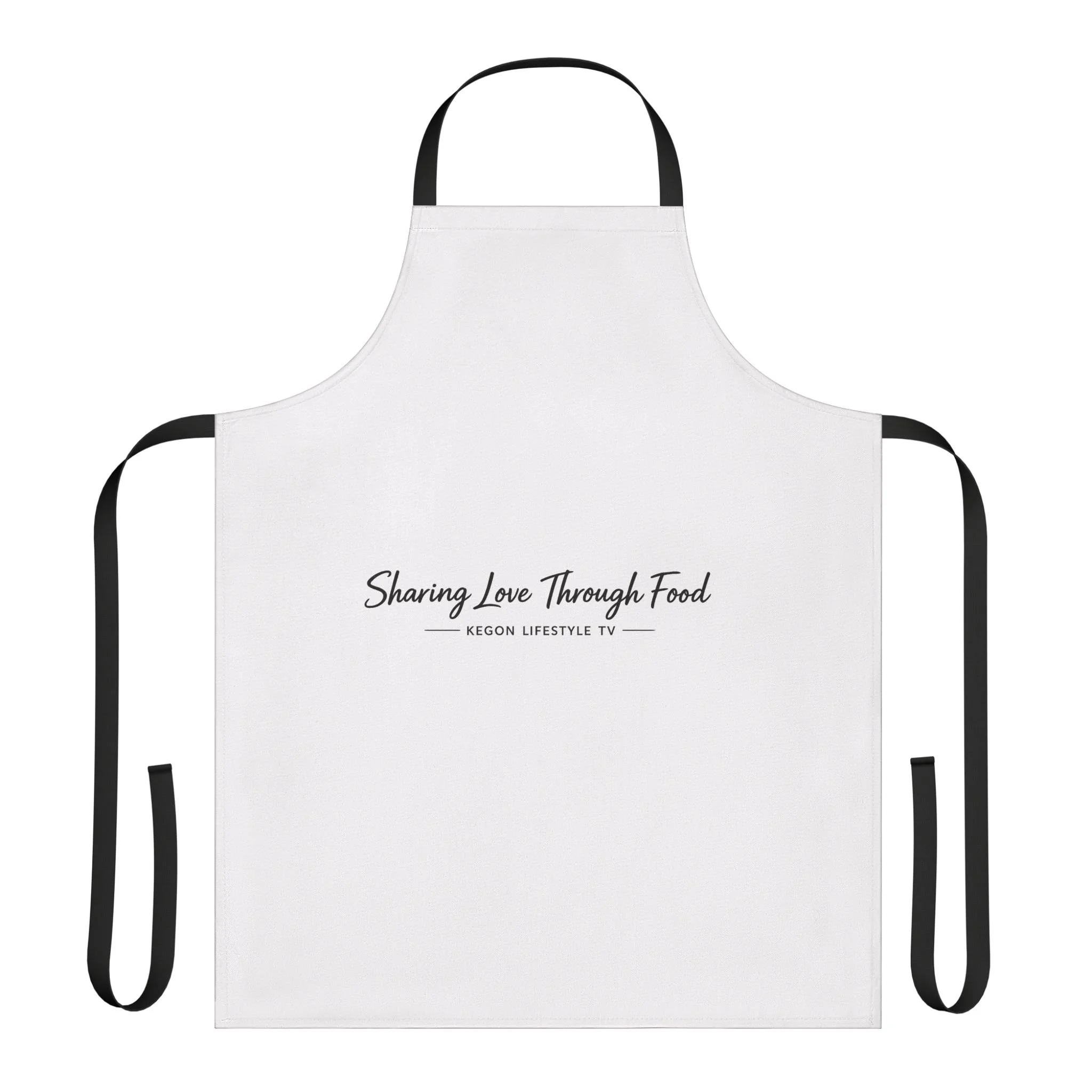 Sharing Love Through Food Apron — Kitchen Apron with Blue Straps
