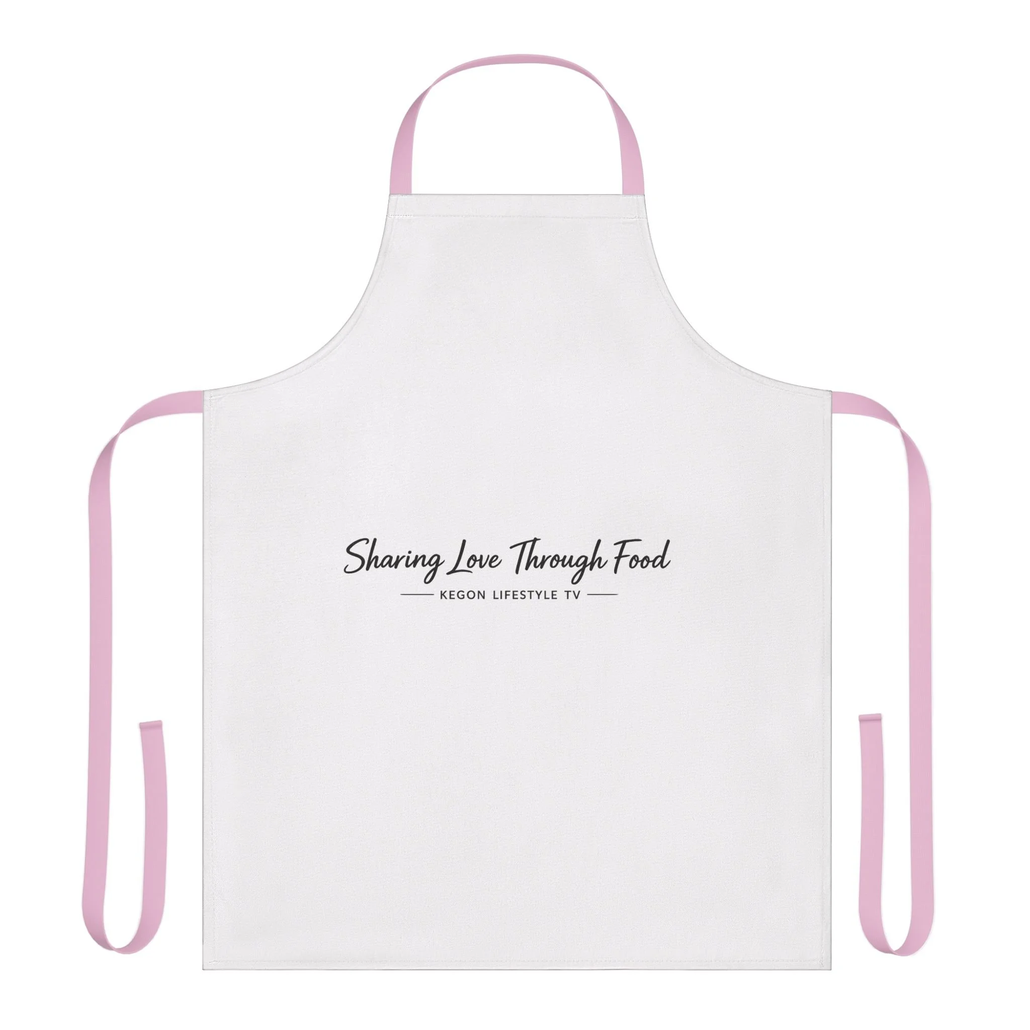 Sharing Love Through Food Apron — Kitchen Apron with Blue Straps