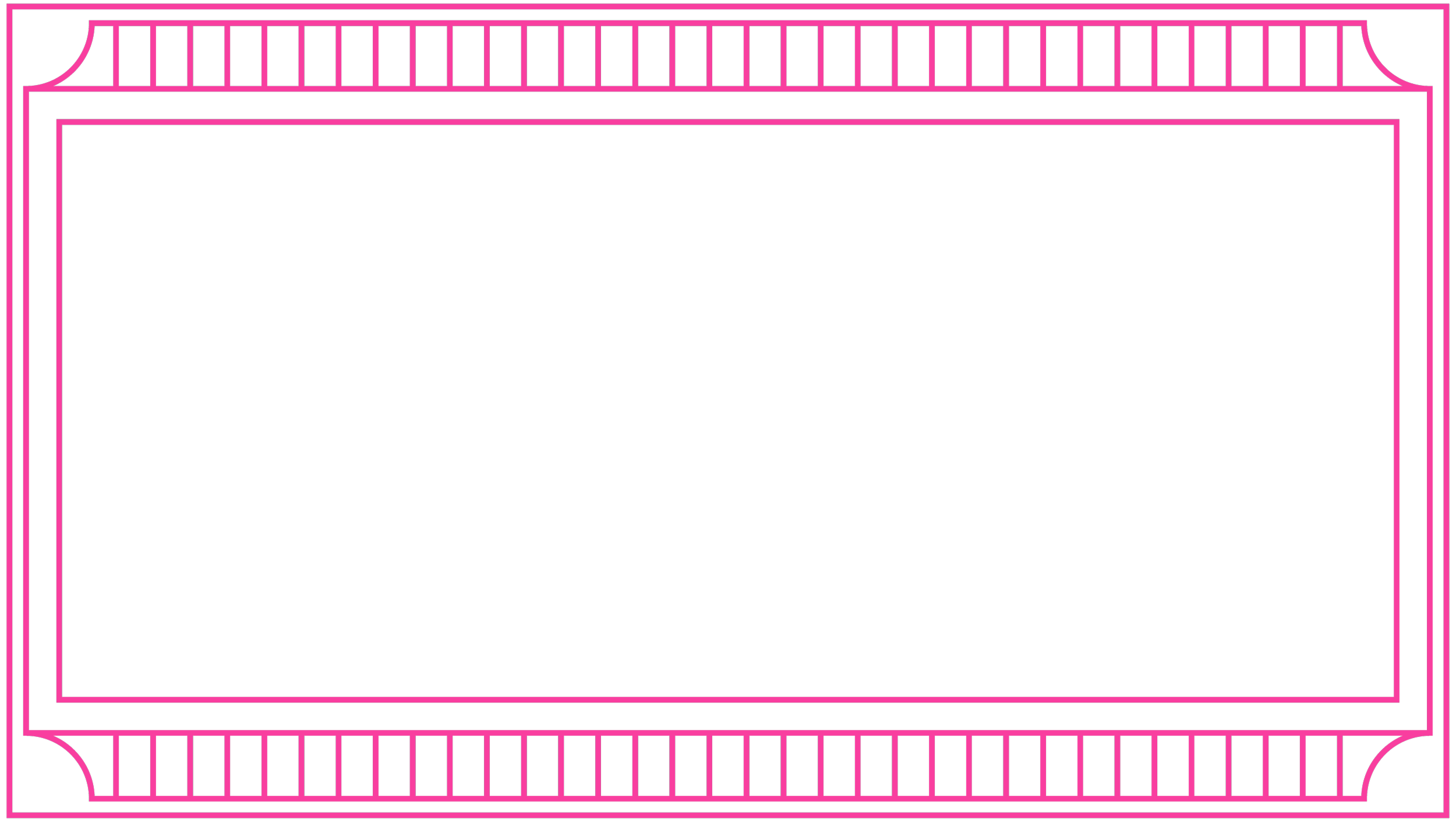 A black background with a rectangular neon pink outline resembling a vintage photo frame.