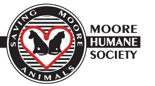 Logo of Moore Humane Society with a heart and a dog silhouette inside a circular emblem