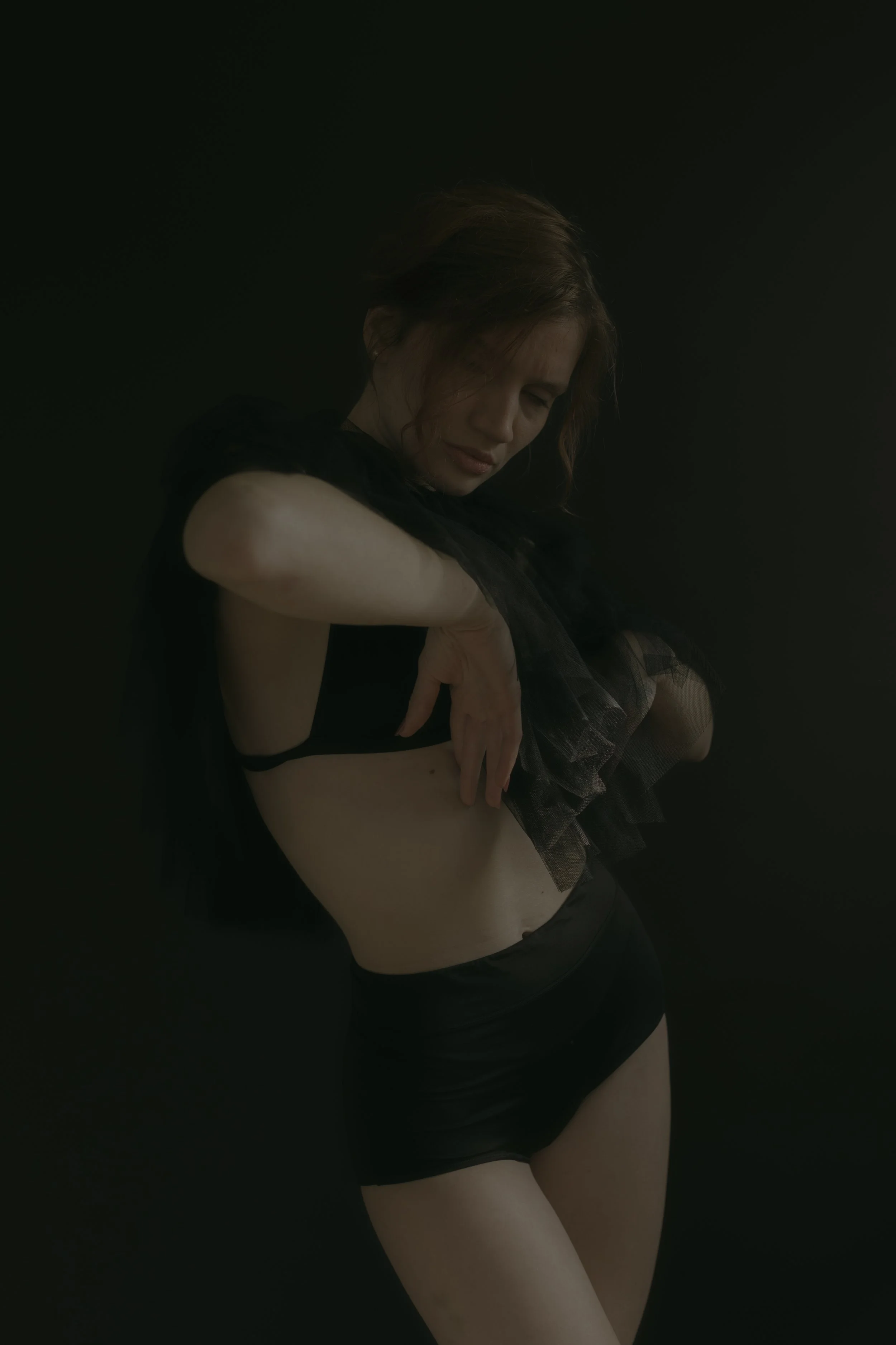 moody fashion editorial studio portrait