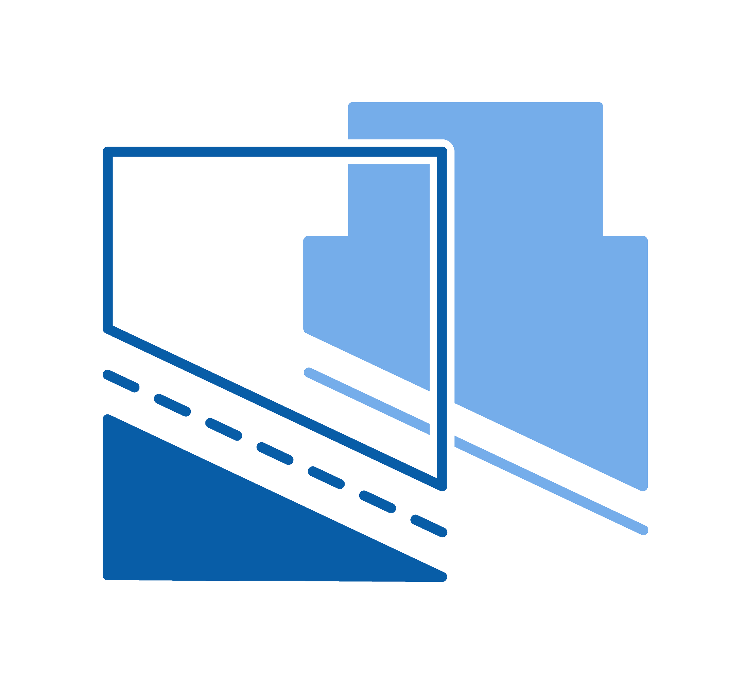 Illustration of two computer screens, one monitoring and one recording.