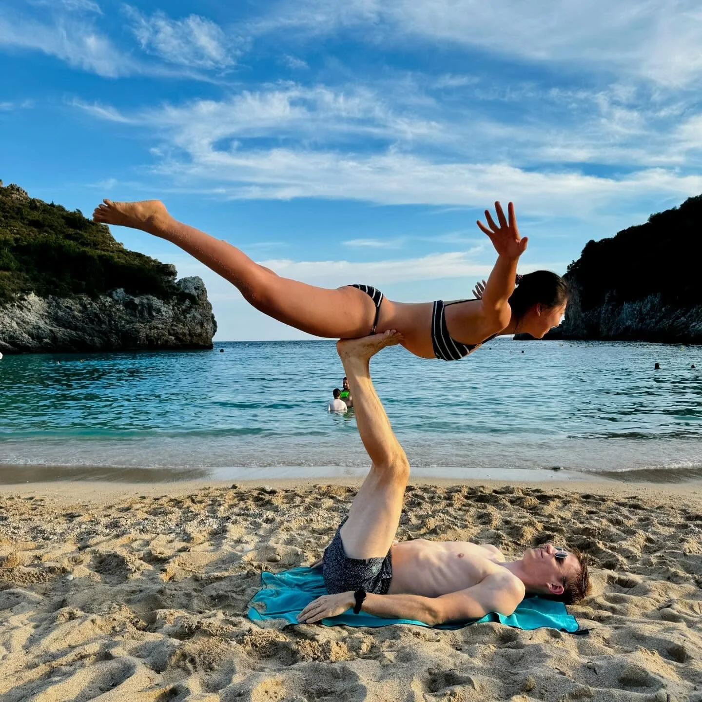 First time trying acroyoga, flying high in paradise ✨ Finding balance and trust in the middle of this paradise beach in Corfu 🏖️ Grateful for every lift and laugh along the way! 🌊🤸&zwj;♀️ #AcroYoga #CorfuAdventures #BeachVibes #BalanceAndTrust #Mi