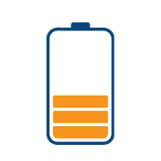 Low battery icon on a smartphone screen.