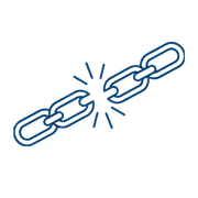 Illustration of a broken chain with a breaking point in the middle.