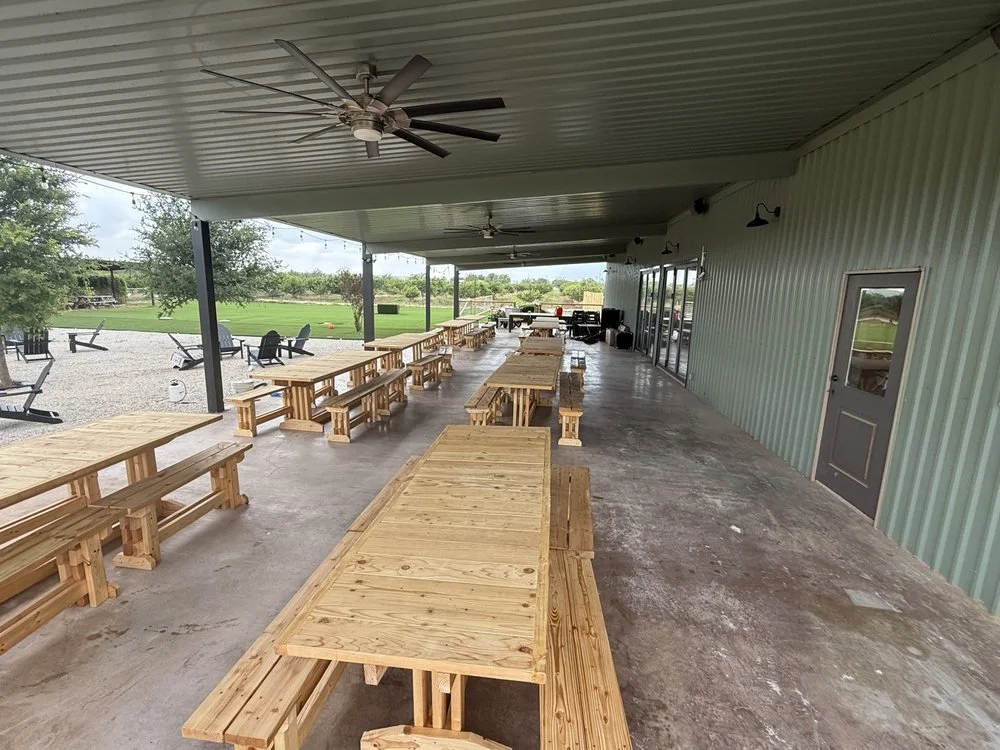 Back patio picnic tables