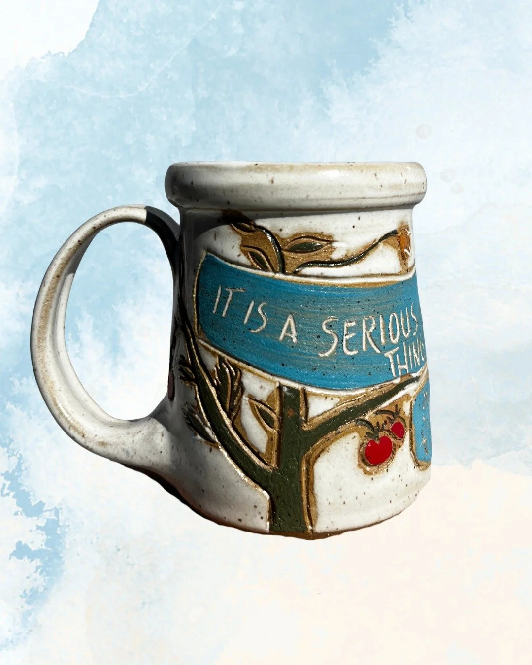 Mary Oliver poetry and tomato plants may not have anything in common to the layperson, but in my world they might as well be the same thing. Soul balms, hope for the future, a moment of delicious luxury. This mug and many more will be on my website d