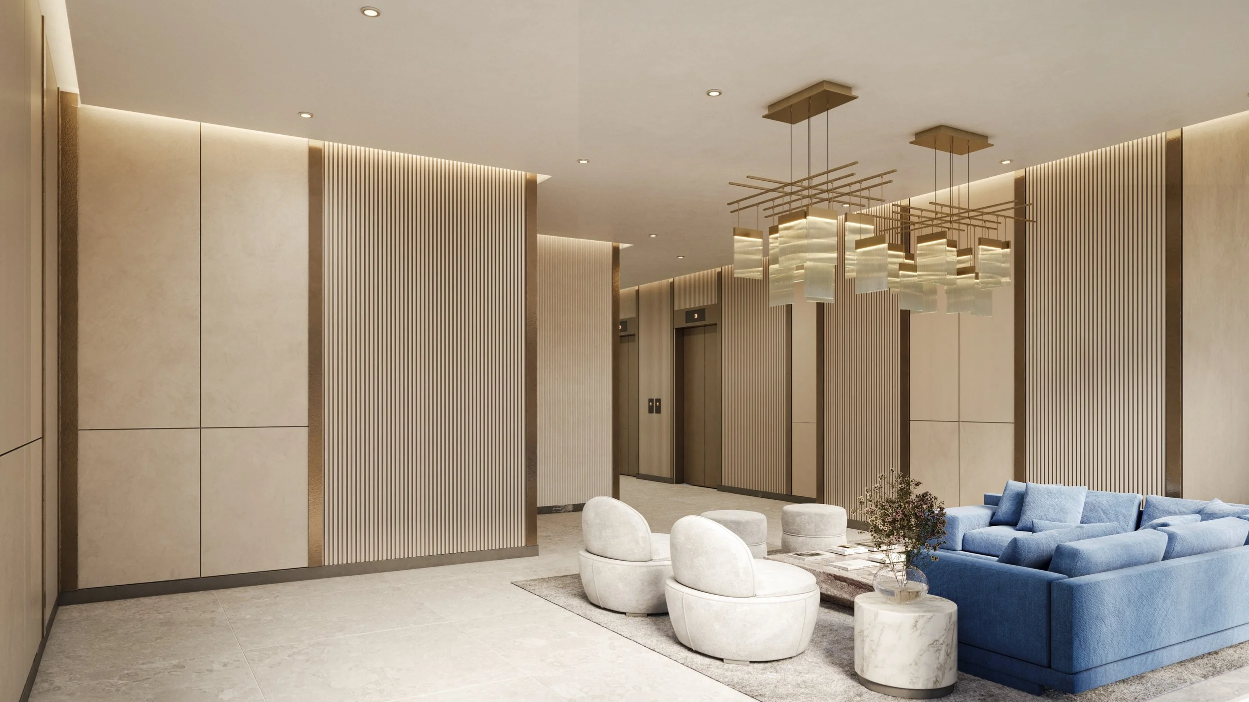Elegant lobby with virtual doorman system