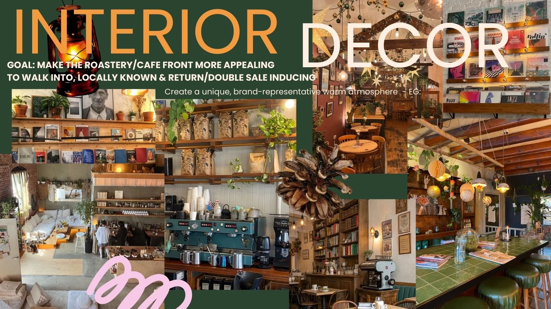 Interior redesign moodboard for said brand (Canva Pro), price list for redecoration drawn up and proposed  (Xero invoices & Excel), internal floor plan reshuffle also sketched and included in the deck (Adobe Illustrator).