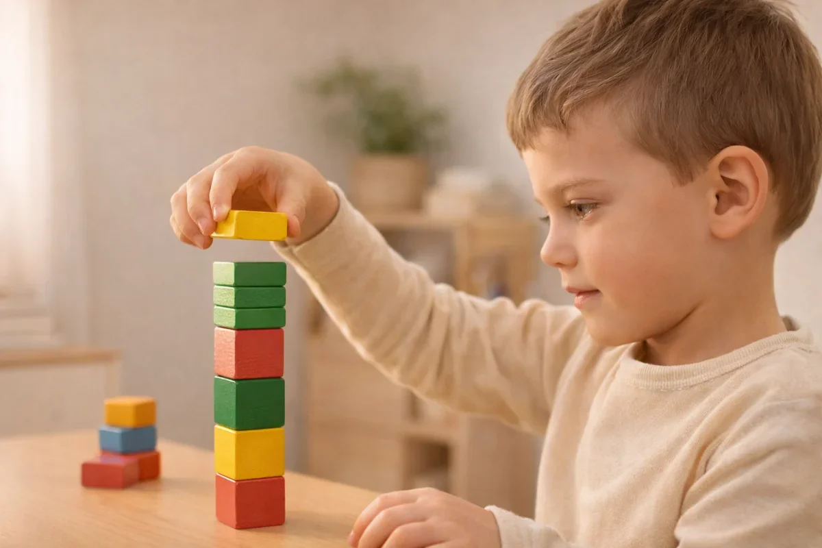 Ergotherapie für Kinder in Hilden – Förderung der Feinmotorik durch spielerische Übungen mit Bauklötzen