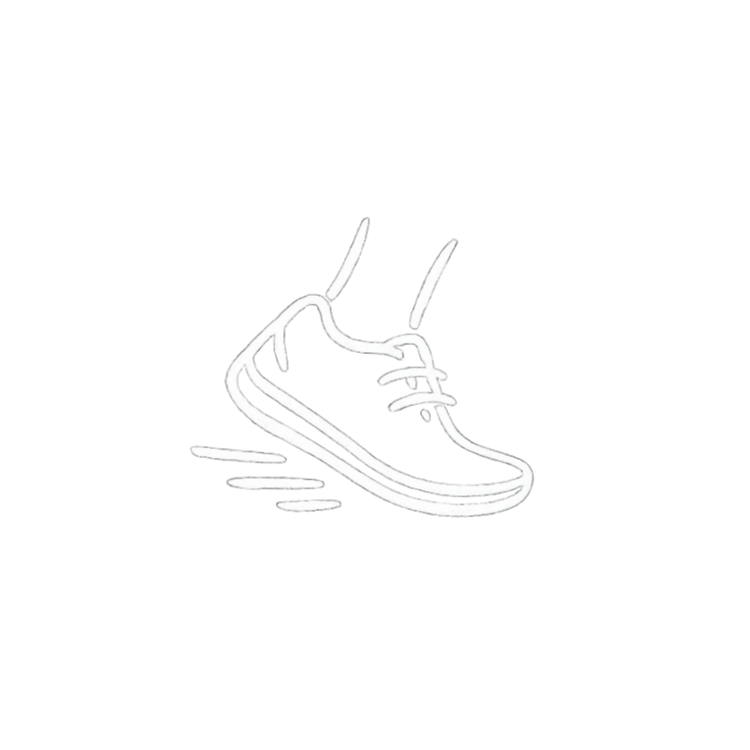 Skizze eines Turnschuhs, der auf dem Boden liegt.