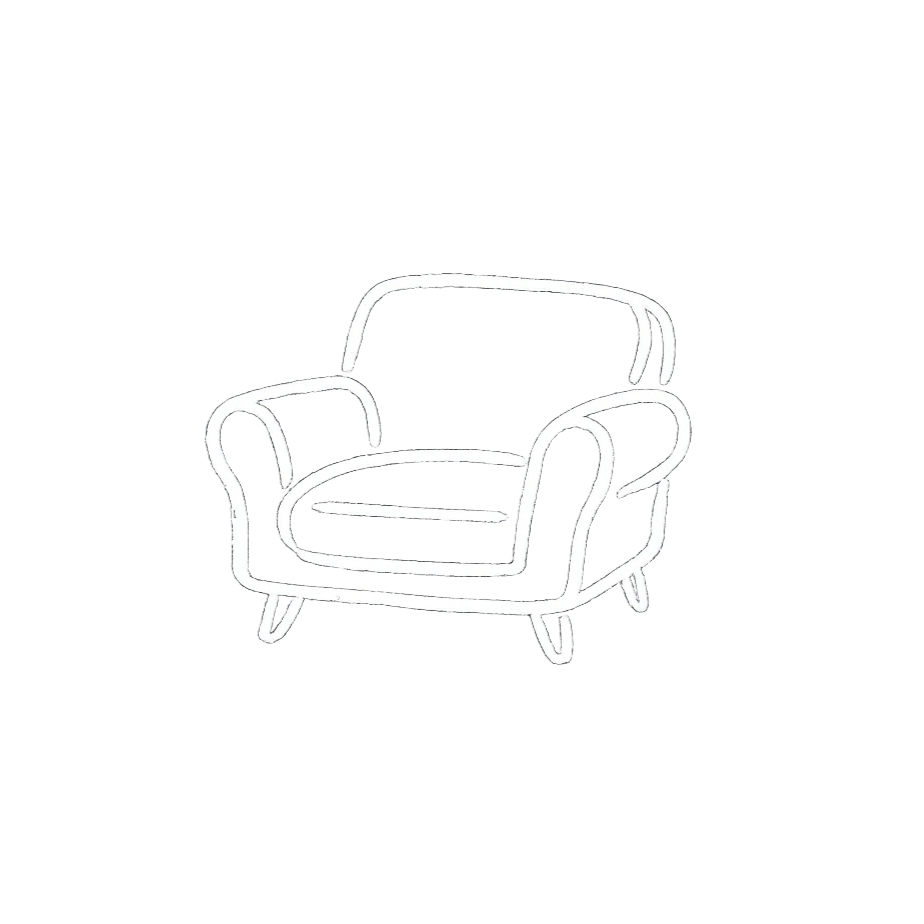 Ein stilisierter, leuchtender Umriss eines Sessel vor einem schwarzen Hintergrund.