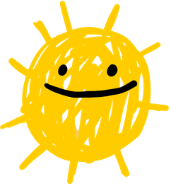 A yellow, cartoonish depiction of a virus or germ with a smiling face and multiple protrusions.