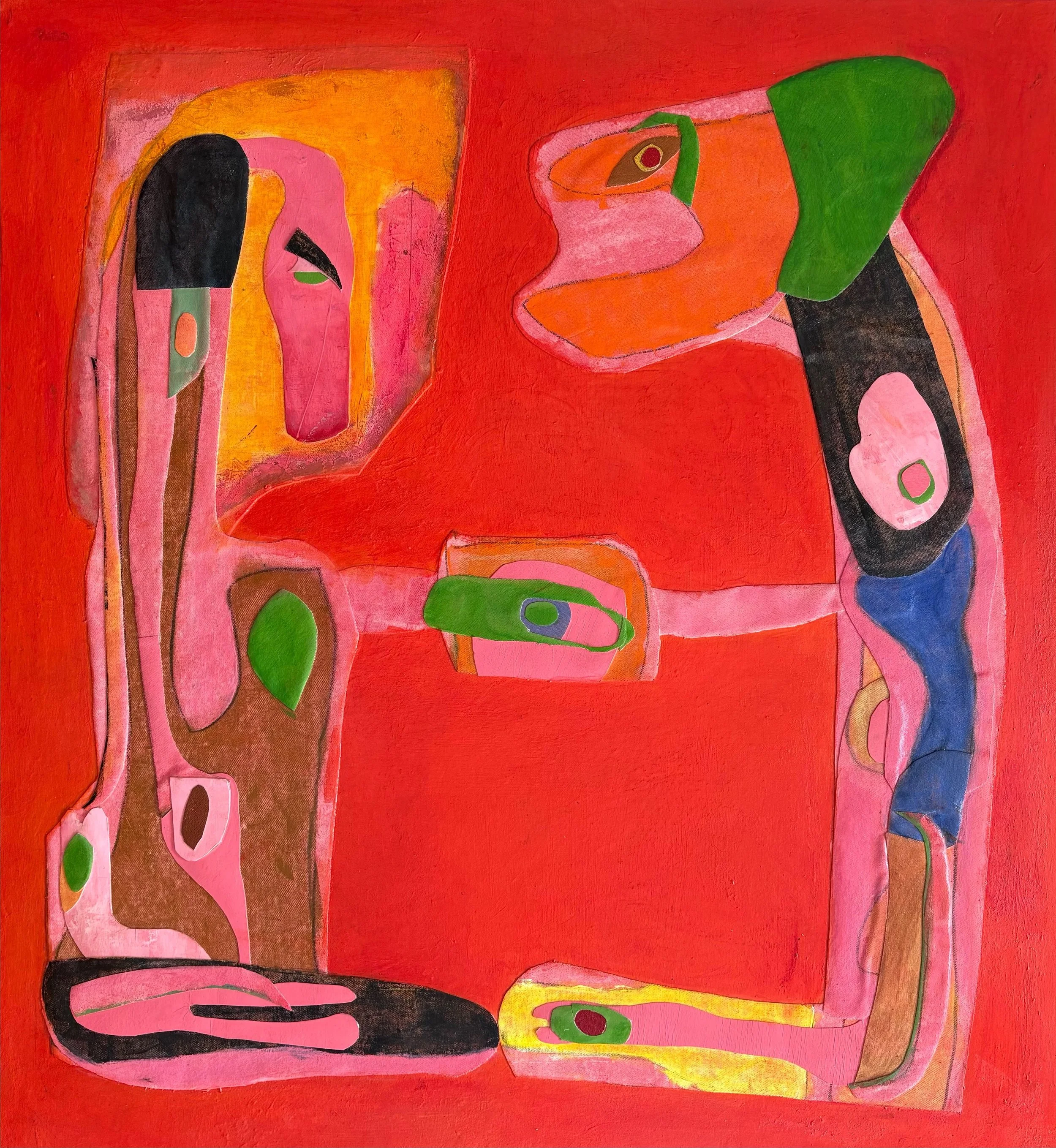 36 x 33"  Acrylic and Soft Pastel Painting Parts Mounted on New Canvas Ground