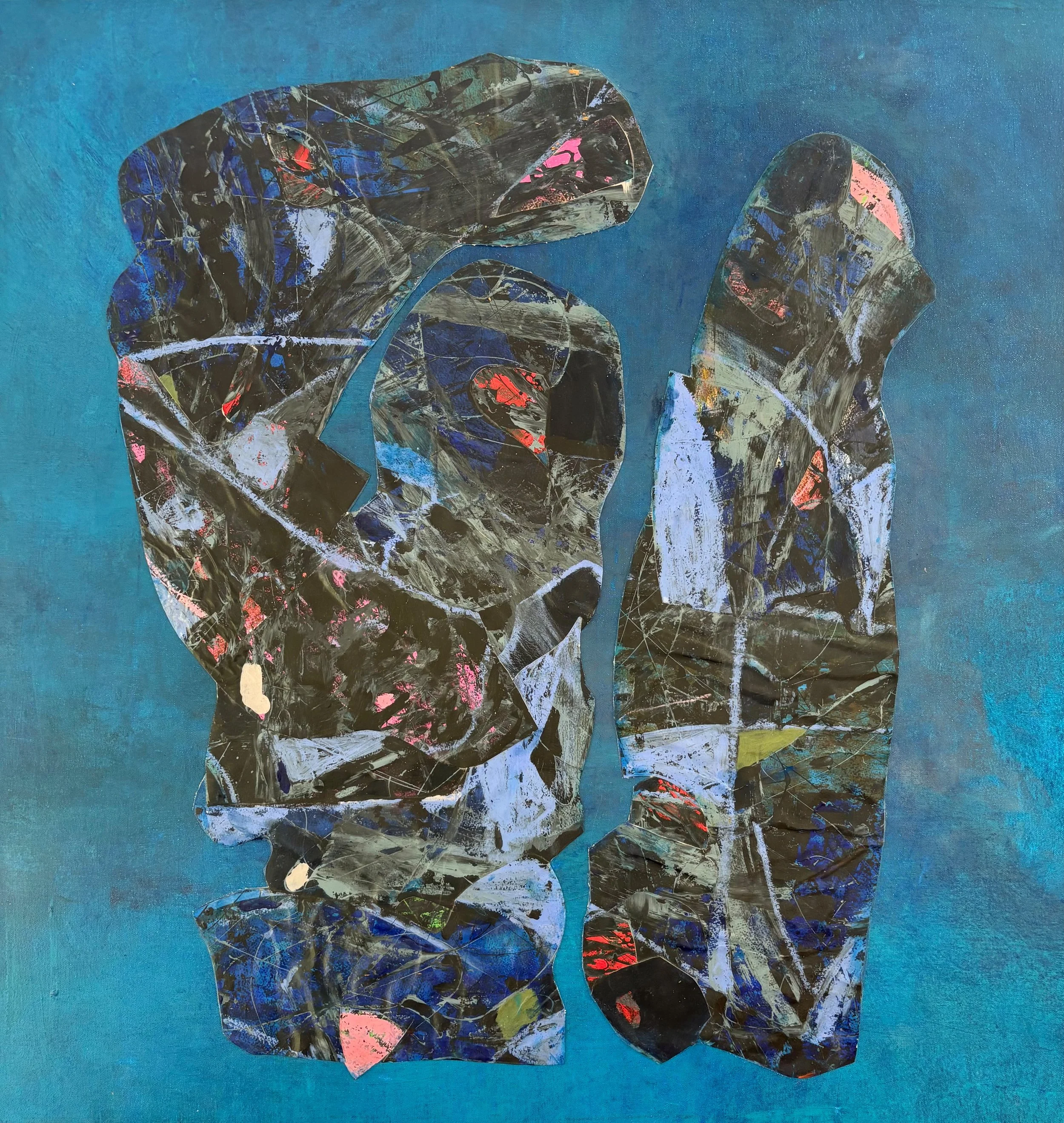 42 x 39¾"  Acrylic and Soft Pastel Painting Parts Mounted on Cradled Birch Panel