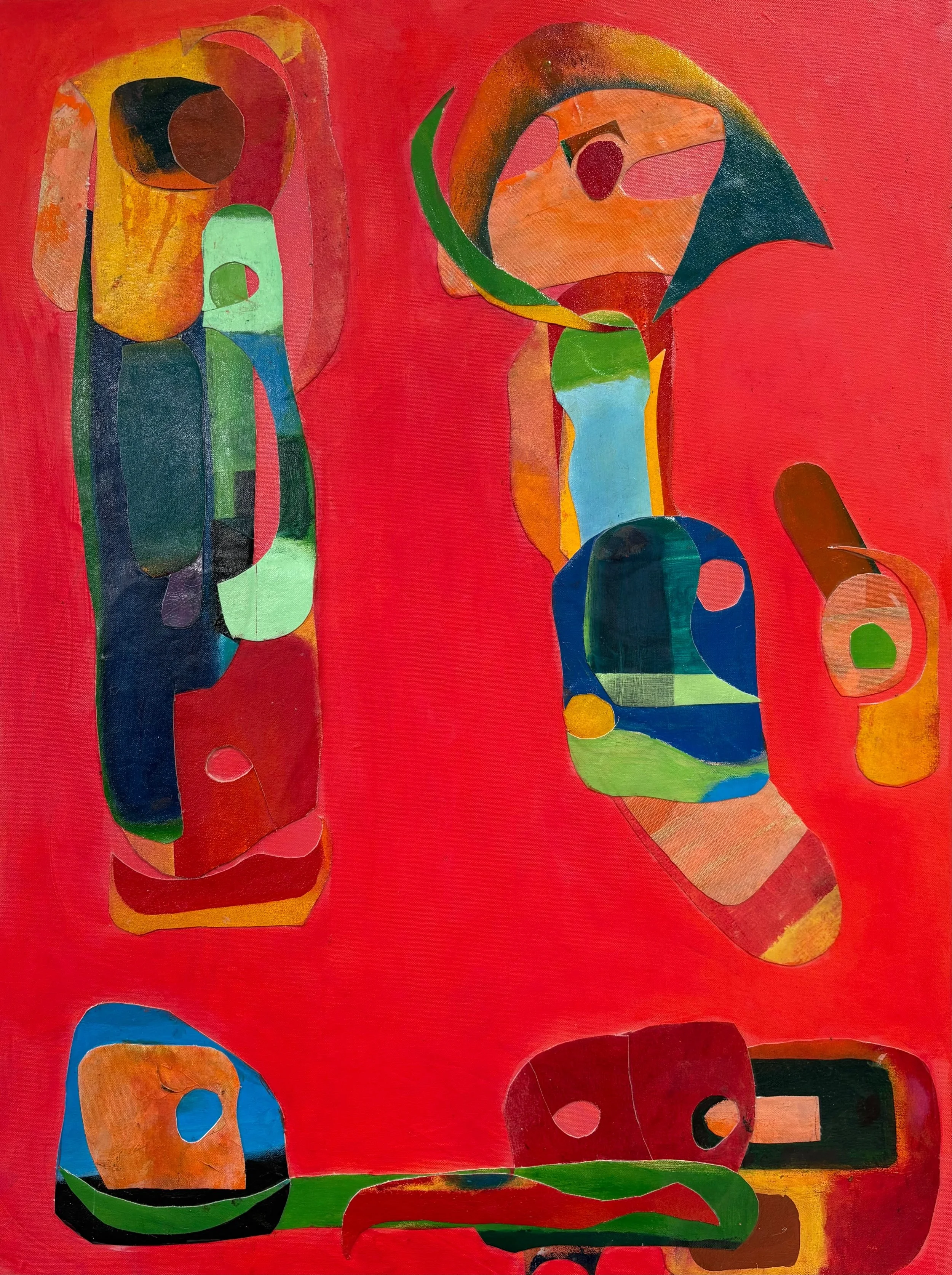 36 x 33"  Acrylic and Soft Pastel Painting Parts Mounted on New Canvas Ground
